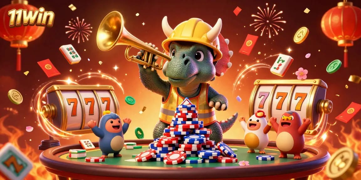 Engage in thrilling games at 11WIN with vibrant slots and festive casino elements.