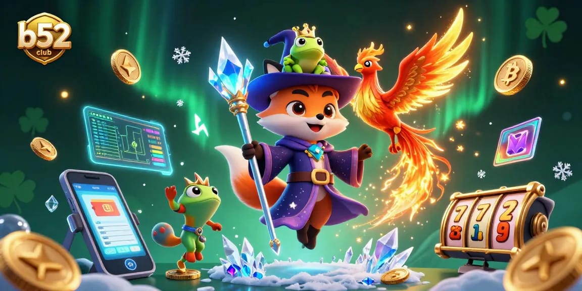 B52club offers thrilling gaming experiences with dazzling slot machines and vibrant characters.