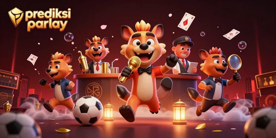 Engage in prediksi parlay with lively hyenas in a vibrant sports betting environment, dynamic scene filled with action.