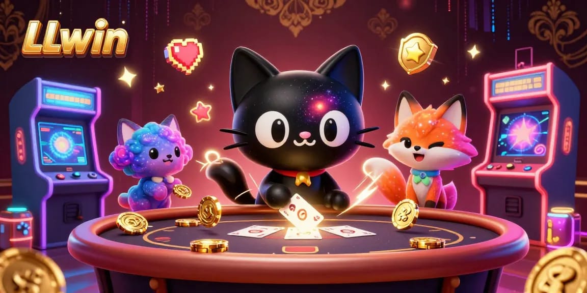 LLwin showcases a vibrant cosmic casino scene with captivating characters and dynamic gaming elements.