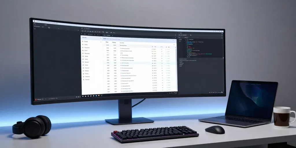 UK domain renewal prices displayed in a modern developer workspace with tech gadgets.