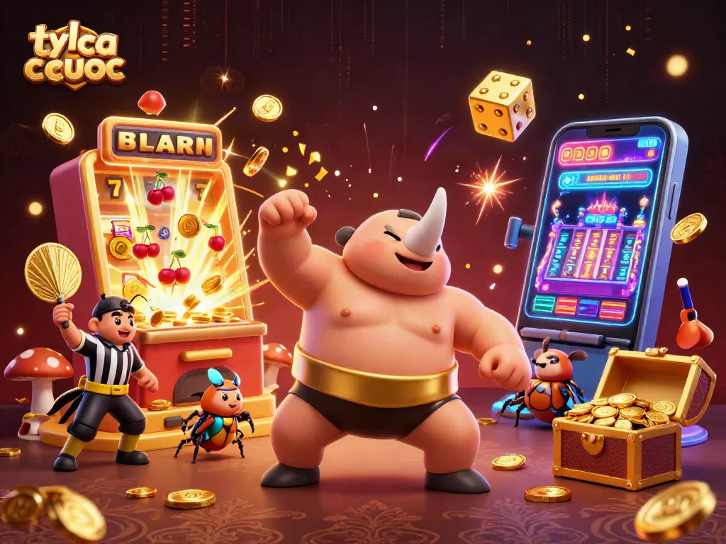 Celebrate winning with ty le ca cuoc as the beetle champion stomps coins amidst vibrant casino chaos.