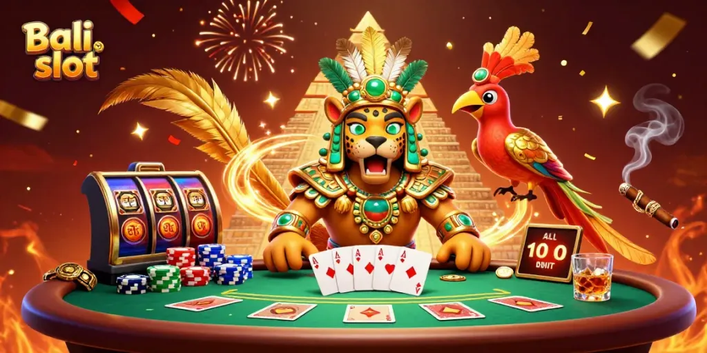 Experience thrilling gameplay in Bali slot, with dynamic characters and vibrant casino elements.