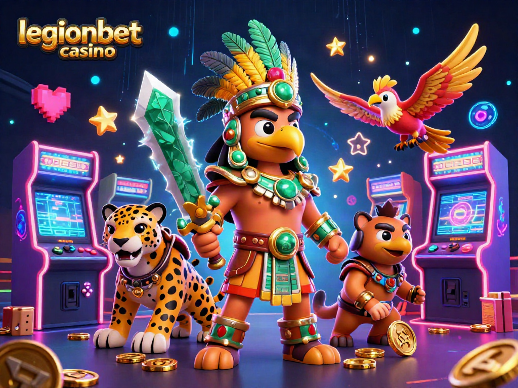 Win big at legionbet casino with vibrant Aztec warriors and dynamic gaming elements.