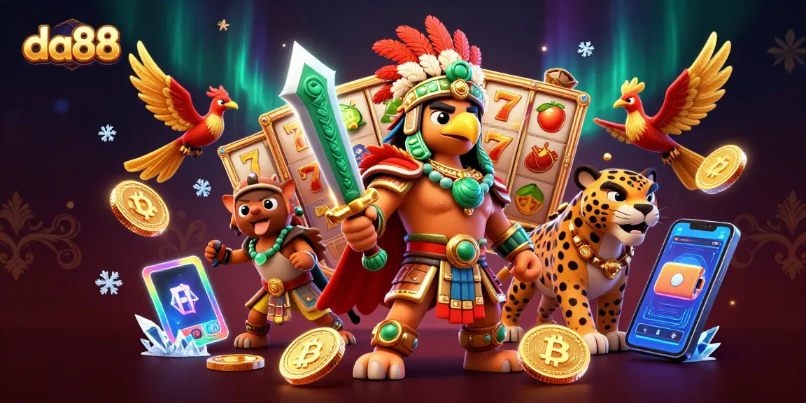 Experience the thrill of da88 with slot reels and jackpot excitement in a vibrant 3D illustration.