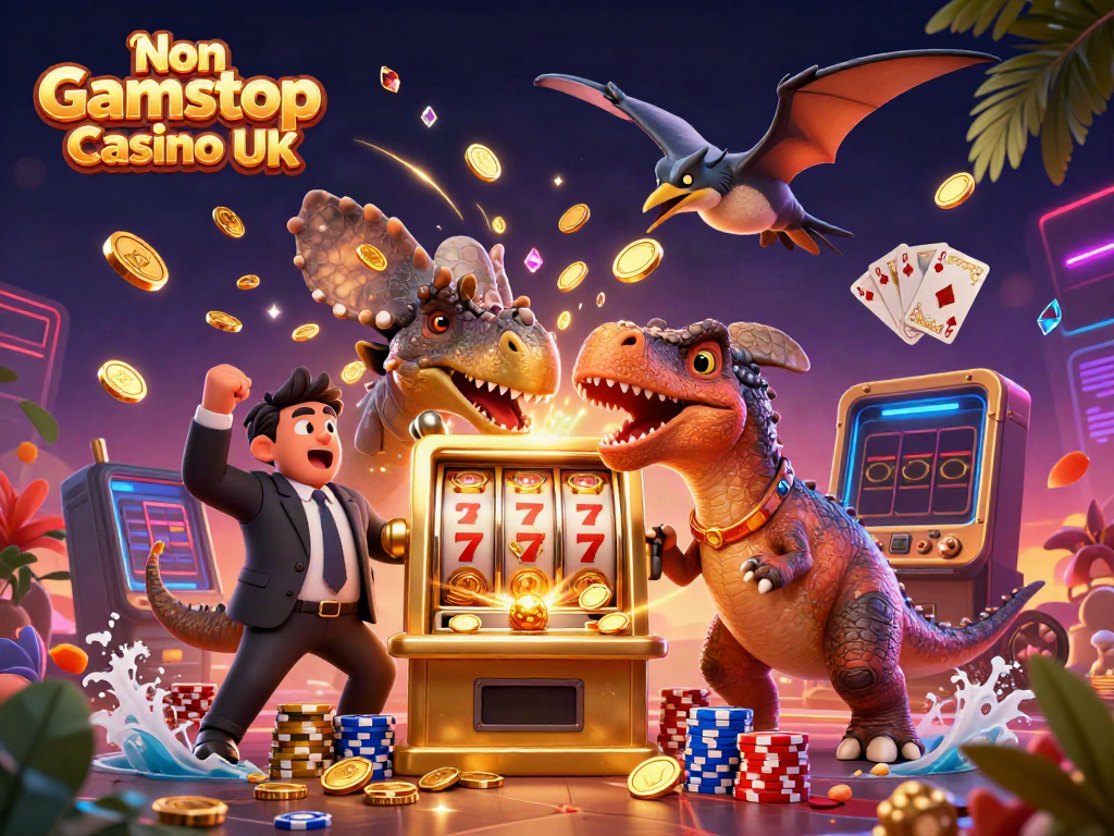Experience the thrill of Non Gamstop Casino UK with vibrant 3D cartoon characters and jackpot excitement.