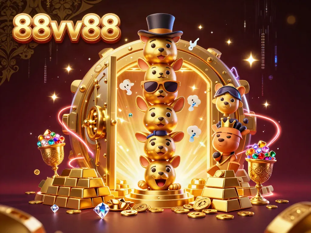 Engage in interactive gameplay at 88vv88 casino with vibrant treasures and animated totem characters.