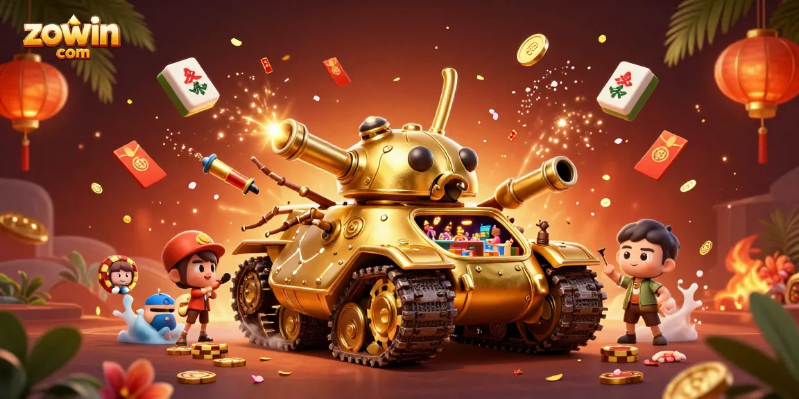 Engage with zowin com in this lively 3D casino scene filled with vibrant game elements.