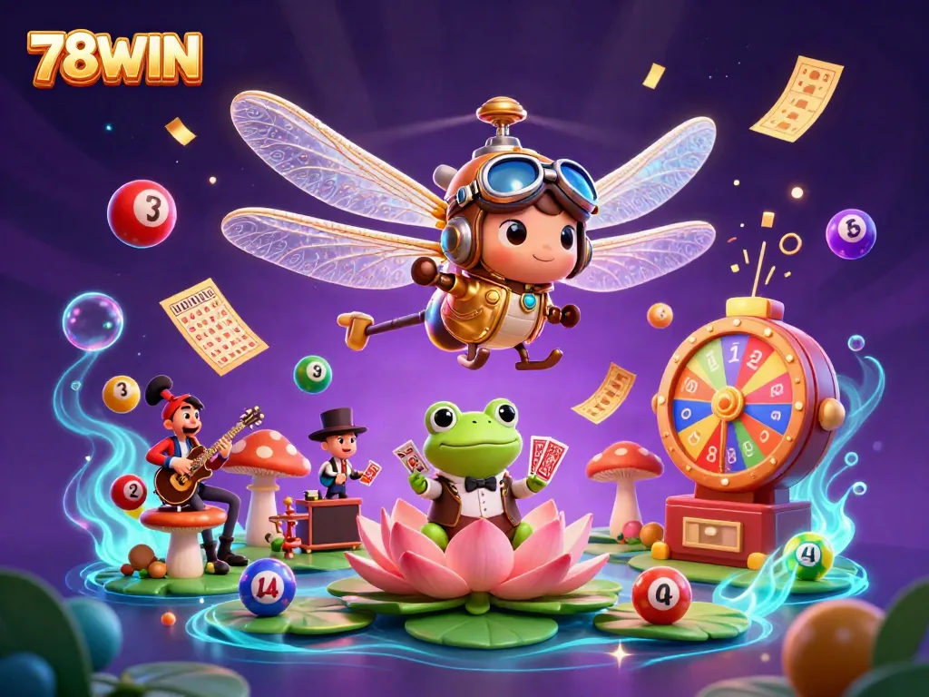 Experience exciting games at 78WIN with vibrant elements like lotteries and jackpots in action.