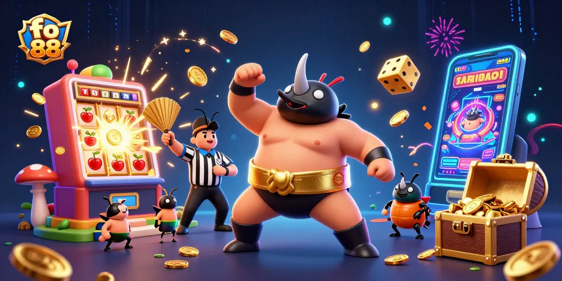 Experience the thrill of fo 88 with a dynamic 3D illustration of casino excitement and winning moments.