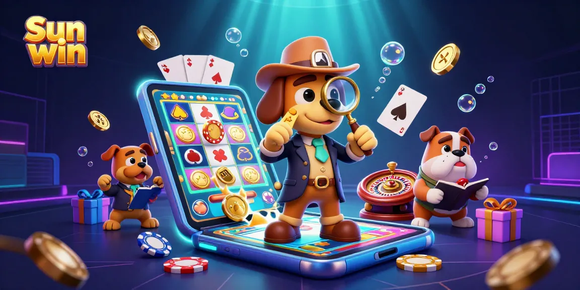 Spin and win with Sun win in this vibrant 3D casino scene featuring lively game elements.