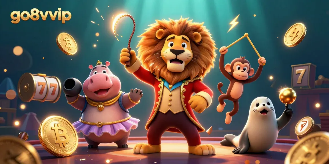 Spin the reels at go8vvip with engaging characters and dynamic elements in a colorful casino scene.