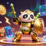 Experience thrilling action with link sbobet in this vibrant 3D illustration of a mech-suit panda in an arena.