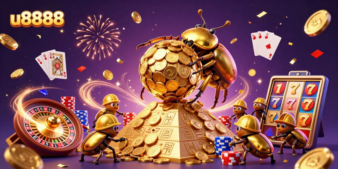 Bet on exciting games with u8888 at a vibrant casino scene illustrating cooperation and fun.