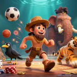 Score big with 98win at a vibrant casino, featuring engaging characters and dynamic gaming elements