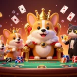 Spin and win with DA88 in a vibrant 3D casino scene featuring a royal corgi and poker elements.