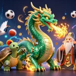 Engage with 58win com in a vibrant gambling scene featuring dynamic characters and sports elements.