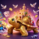 Win with Lucky88: Enjoy vibrant 3D casino action featuring a golden tortoise and rabbit dealer.