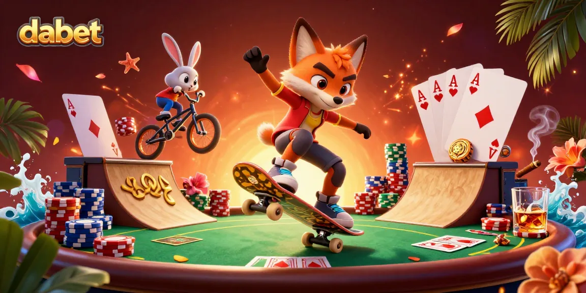Dabet offers a thrilling casino scene with vibrant characters and dynamic gambling elements.