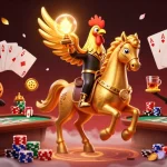 Join the excitement at ku88 with a vivid 3D scene of casino gambling and festive characters.