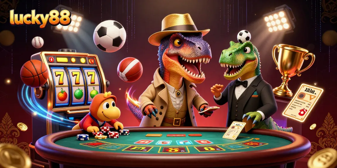 Engage in thrilling gaming action with lucky88, featuring a velociraptor at blackjack.