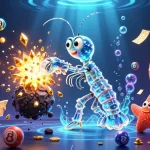 Experience the thrill of lô đề online with galactic characters celebrating explosive wins amid vibrant lottery elements.
